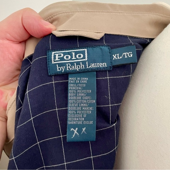 Vintage Polo Ralph Lauren 90's Harrington Khaki Bomber Jacket Preppy Size XL - Picture 6 of 8